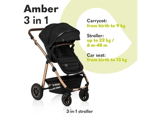 Lionelo Amber 3in1  Kinderwagen  XXL SET  incl. autostoel Zwart