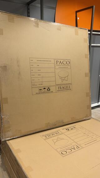 4x Tuintafel Paco, Santorini, wit/houtkleur