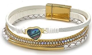 Ca. 10x Lederen Armband Corazon, Blanco