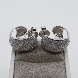 Paar witgouden creolen, 18 karaats