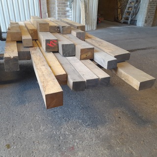 Ca. 22x Eiken balken divers, Lengte 80-360 cm