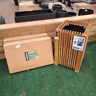 3x Houten bloembak, Hillhout, Carp Garrant