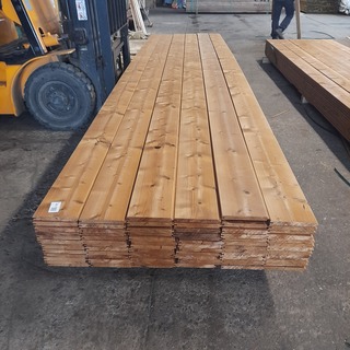 Ca. 78x Vuren thermowood mes en groefdeel, 2,0 x 19,3 x 510 cm