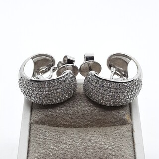 Paar witgouden creolen, 18 karaats