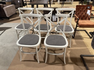 Set van 5 eetkamerstoelen, grijs/wit