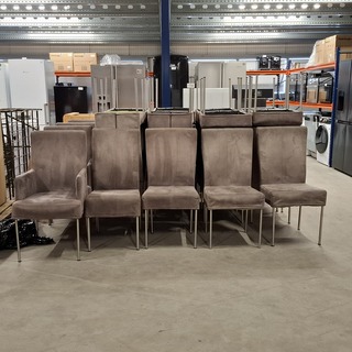 Ca. 24x Eettafel stoelen, Grijs Skai