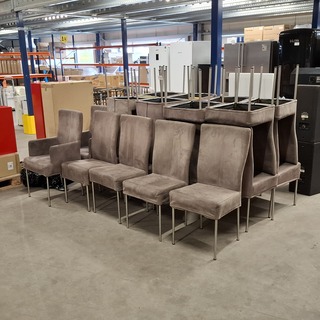 Ca. 24x Eettafel stoelen, Grijs Skai
