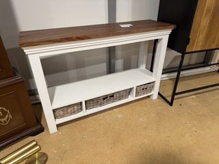 Side-table, bruin + wit