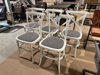 Set van 5 eetkamerstoelen, grijs/wit