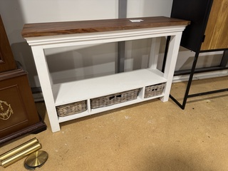 Side-table, bruin + wit