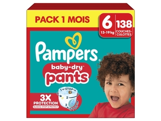 Pampers BabyDry Pants Maat 6, 138 Luierbroekjes, 14-19kg Maandbox