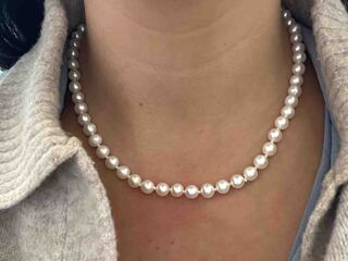 Parelsnoer met gouden sluiting met diamant