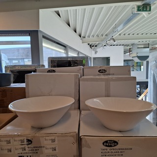 6x Waskom Best Design, Taps, glans wit