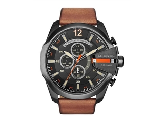 Diesel Mega Chief chronograaf Horloge van Bruin leer