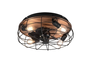 REALITY Trondheim Plafondventilator  Zwart mat  excl. 4x E27 4W