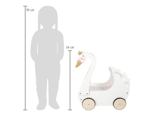 Poppenwagen zwaan  Houten speelgoed vanaf 3 jaar