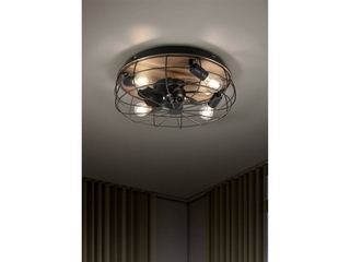 REALITY Trondheim Plafondventilator  Zwart mat  excl. 4x E27 4W