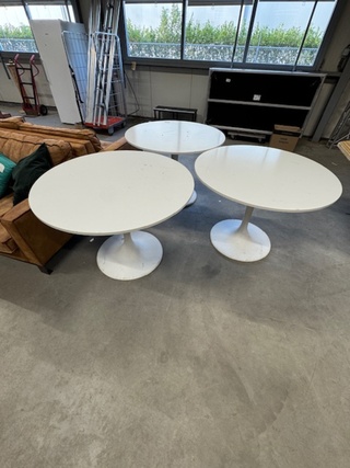 3x Tafel, wit, rond