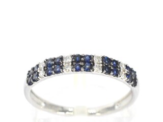 Witgouden ring met diamanten en saffieren