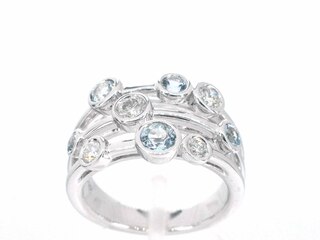 Witgouden design ring met aquamarijn en diamant
