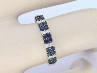 Witgouden ring met diamanten en saffieren