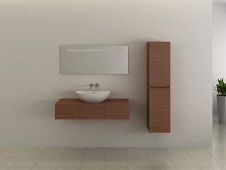 Badkamermeubel Vonato, Classic 90, bruin/rood hout decor