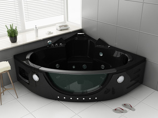 Massagebad Vonato, Ondina, hoogglans zwart