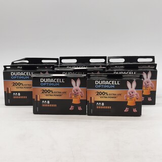 8x Verpakking a 8 batterijen, Duracell, Optimum AA