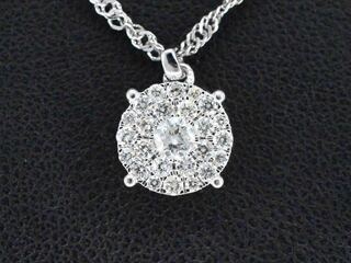 Witgouden hanger met briljant geslepen diamant, excl. ketting