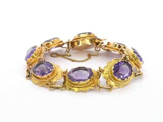 Exclusieve gouden armband met natuurlijke amethisten