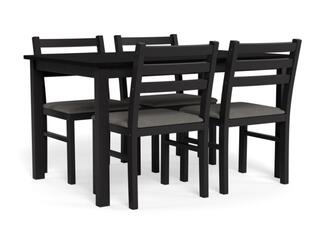 Tafel met 4 stoelen, Zwart, 2024