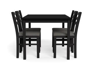 Tafel met 4 stoelen, Zwart, 2024