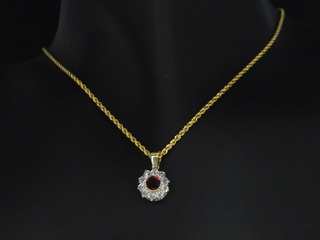 Origineel vintage hanger met Robijn en diamanten, excl. ketting