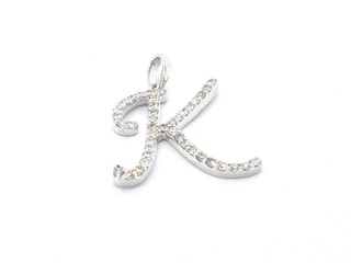 Hanger met natuurlijke diamanten in de letter K, excl. ketting