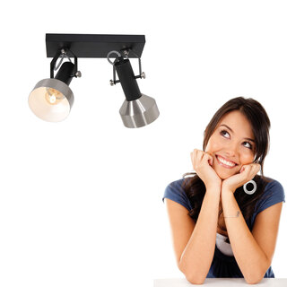 2x Spot – plafondlamp Acier Mexlite, 3338ZW, zwart staal, Nieuw in doo