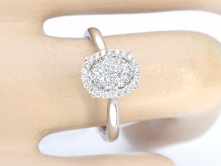 Witgouden ring met diamanten in ovaal vorm