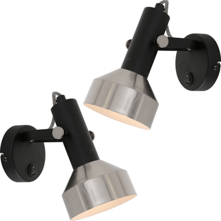 2x Wandlamp Acier Mexlite, 3337ZW, zwart staal, Nieuw in doos