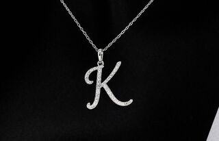 Hanger met natuurlijke diamanten in de letter K, excl. ketting