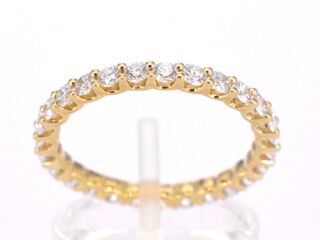 Gouden alliance ring met briljant geslepen diamant