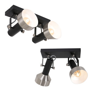 2x Spot – plafondlamp Acier Mexlite, 3338ZW, zwart staal, Nieuw in doo