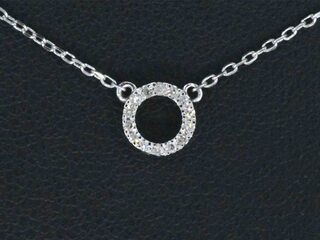 Witgouden hanger met diamant, incl. ketting