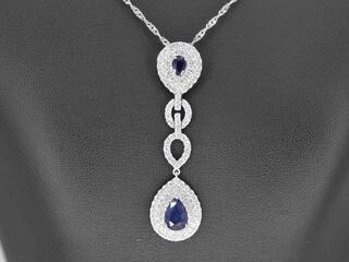 Witgouden hanger met diamanten en saffieren gezet, excl. ketting