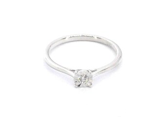 Witgouden solitaire ring met een briljant geslepen diamant