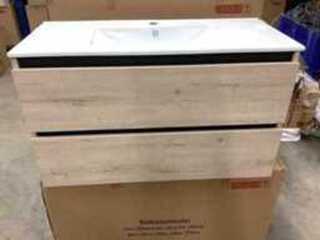 Badkamermeubel 100 cm + wastafel, Karo, natural oak