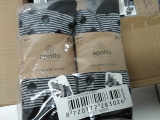 Ca. 120x Paar dames sokken, Apollo, zwart/wit