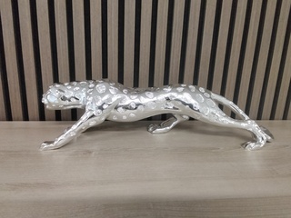 XL zilverkleurig beeld van Jaguar, zilver