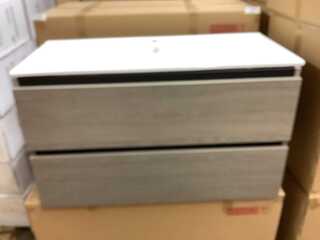 Badkamermeubel 100 cm + wastafel, Karo, grey oak