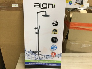 Regendouche met handdouche, thermostaatkraan, Aloni, matzwart