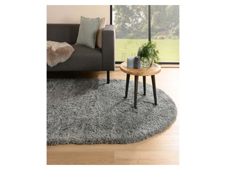 Ovaal hooppolig vloerkleed, grijs