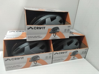 3x Kinderfietshelm met achterlicht, Crivit, antraciet